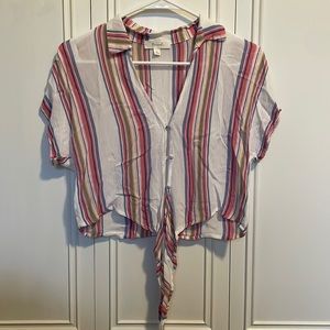 Cropped button up T-shirt